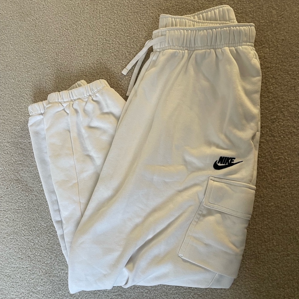 Nike White Cargo-Style Sweats